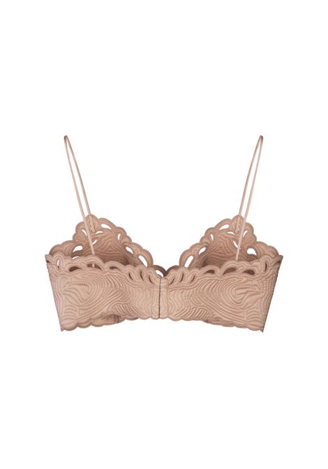 ERMANNO SCERVINO Top Bra In Satin Di Seta Rosa Con Ricami - ERMANNO SCERVINO