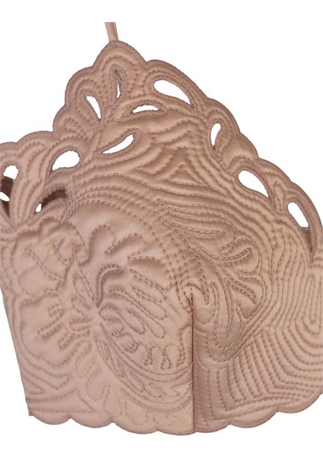 ERMANNO SCERVINO Top Bra In Satin Di Seta Rosa Con Ricami - ERMANNO SCERVINO