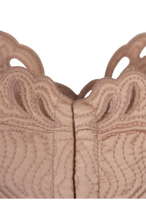 ERMANNO SCERVINO Top Bra In Satin Di Seta Rosa Con Ricami - ERMANNO SCERVINO