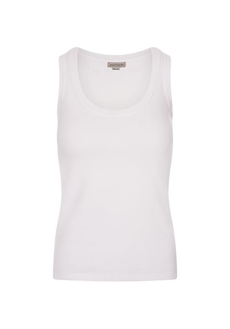 ALEXANDER MCQUEEN Top Canotta A Coste Bianco - ALEXANDER MCQUEEN