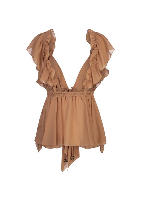 CHLOÉ Top Con Arricciature In Georgette Di Seta Cheek - CHLOÉ