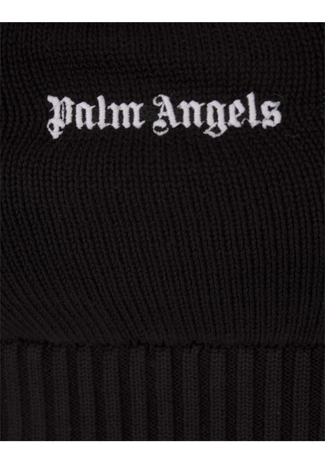 PALM ANGELS Top Crop In Maglia Nera Con Logo - PALM ANGELS