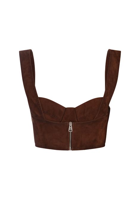 ERMANNO SCERVINO Top Crop In Suede Marrone - ERMANNO SCERVINO