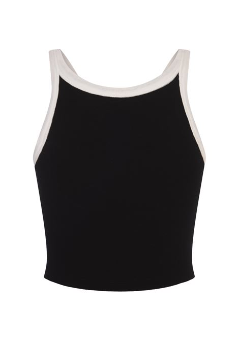 PALM ANGELS Top Crop Nero Con Monogramma - PALM ANGELS