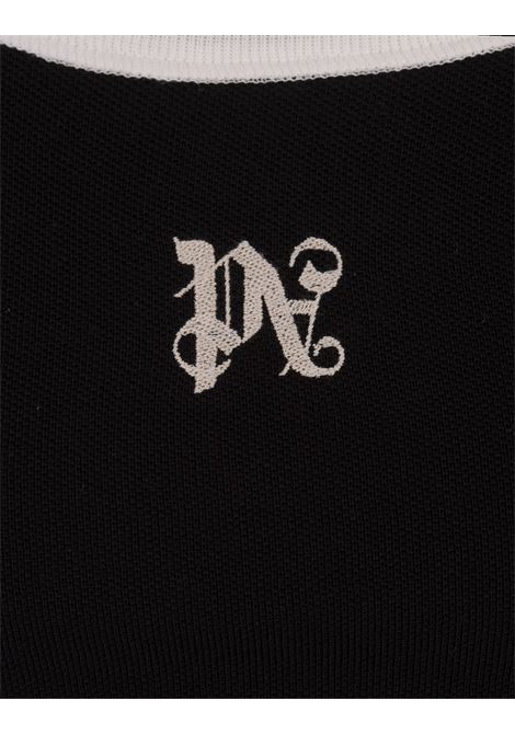 PALM ANGELS Top Crop Nero Con Monogramma - PALM ANGELS