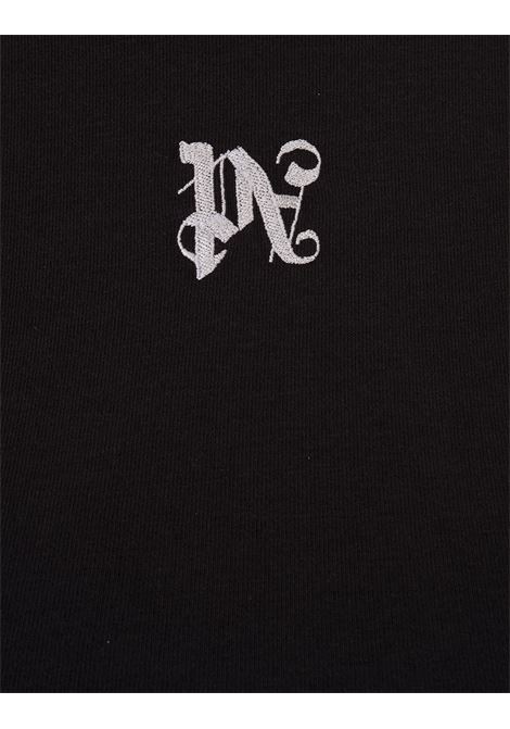 PALM ANGELS Top Crop Nero Con Monogrmma PA A Contrasto - PALM ANGELS