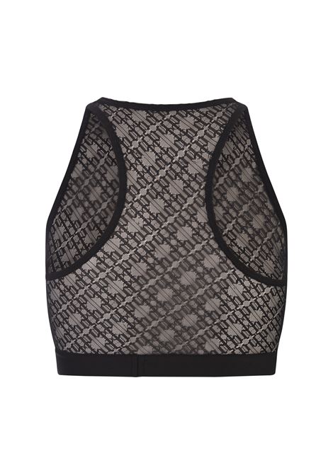 PALM ANGELS Top Crop Nero Con Motivo Monogram - PALM ANGELS