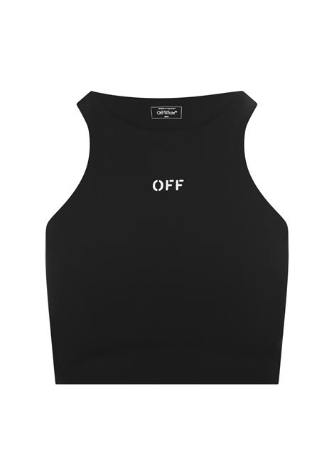 OFF-WHITE Top Crop Smanicato Nero Con Logo - OFF-WHITE