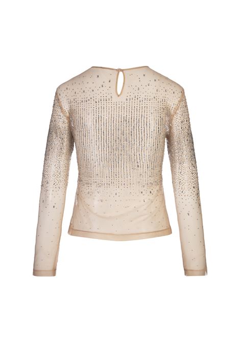 ERMANNO SCERVINO Top In Tulle Rosa Con Motivo Coccodrillo Di Strass - ERMANNO SCERVINO