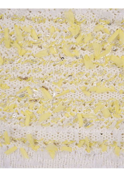 BALMAIN Top In Tweed Giallo E Bianco Con Spalline - BALMAIN