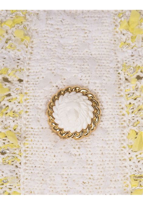 BALMAIN Top In Tweed Giallo E Bianco Con Spalline - BALMAIN