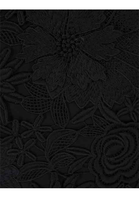 GIUSEPPE DI MORABITO Top Nero Con Lavorazione Macramè E Fiori 3D - GIUSEPPE DI MORABITO