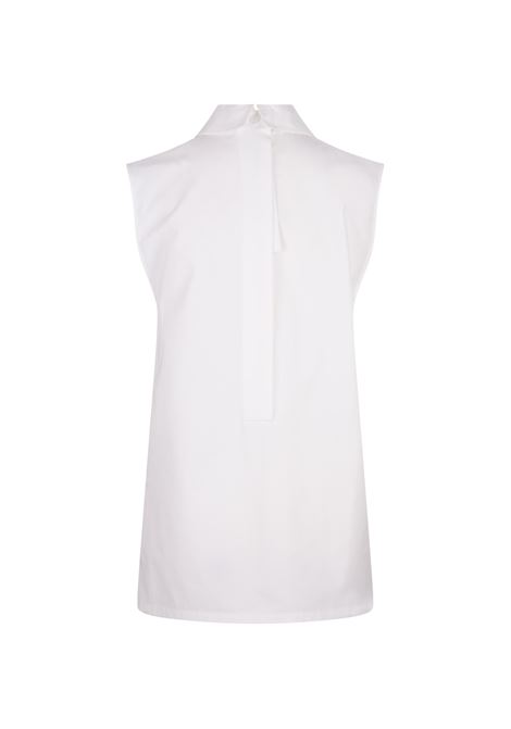 JIL SANDER Top Smanicato Bianco Con Clip Gioiello - JIL SANDER