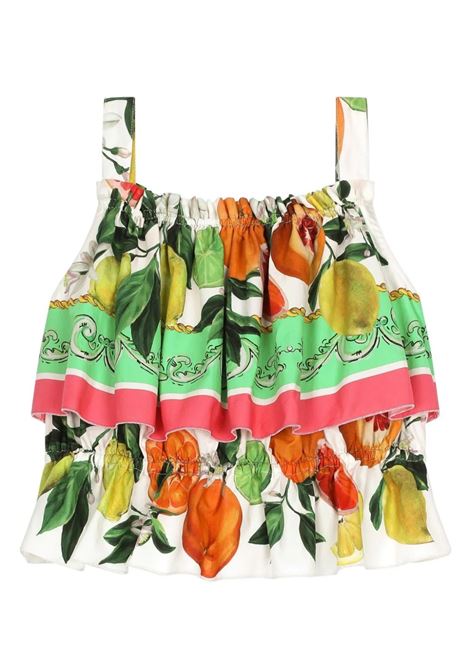 DOLCE & GABBANA KIDS Top Smanicato Con Stampa Limoni e Arance - DOLCE & GABBANA KIDS