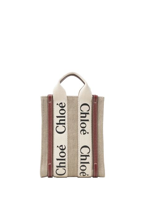 CHLOÉ Tote Bag Mini North South In White - Brown - CHLOÉ