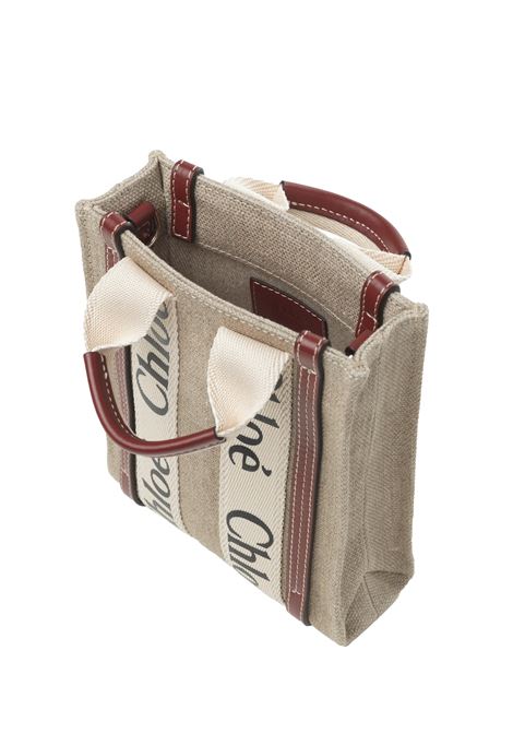 CHLOÉ Tote Bag Mini North South In White - Brown - CHLOÉ