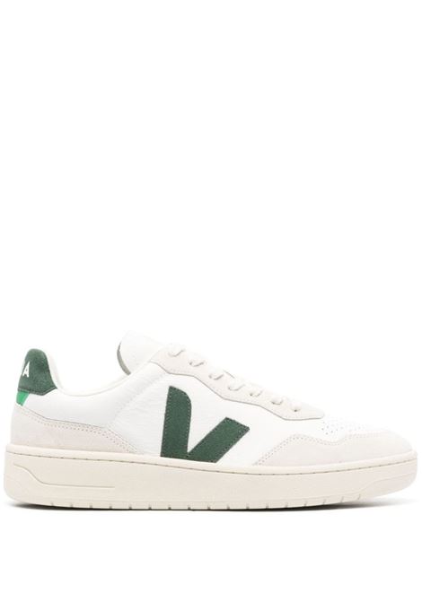 VEJA Sneakers V-90 In Pelle Bianca e Verde - VEJA
