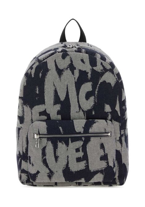 ALEXANDER MCQUEEN Zaino In Denim McQueen Graffiti Indaco - ALEXANDER MCQUEEN