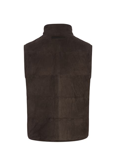 ZEGNA Gilet Imbottito In Suede Marrone - ZEGNA