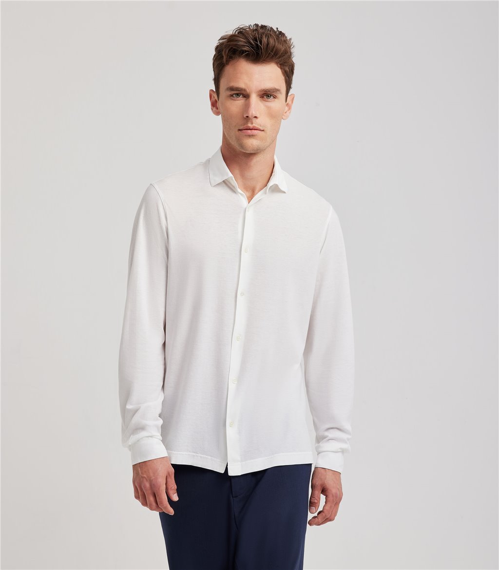 S.Moritz Camicia bianca da uomo in cotone crepe | S.Moritz Sito Ufficiale