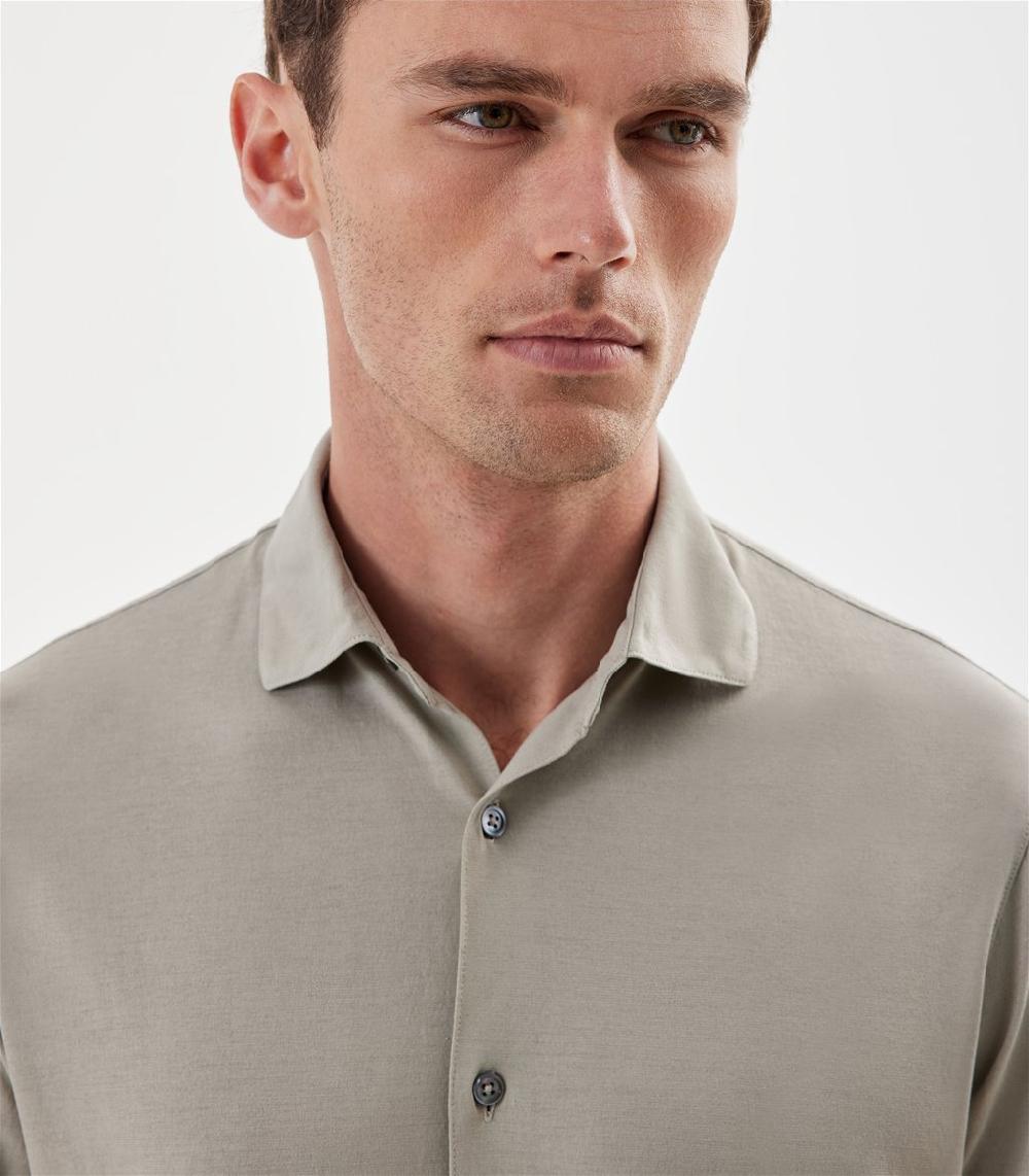 S.Moritz Camicia Grigia Da Uomo In Cotone Crepe | S.Moritz Sito Ufficiale