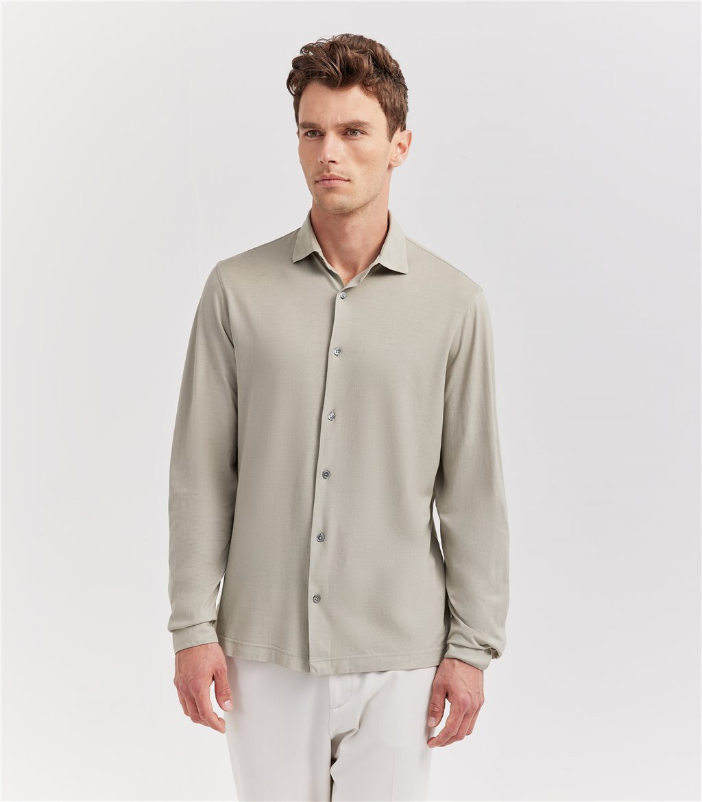 S.Moritz Camicia grigia da uomo in cotone crepe | S.Moritz Sito Ufficiale