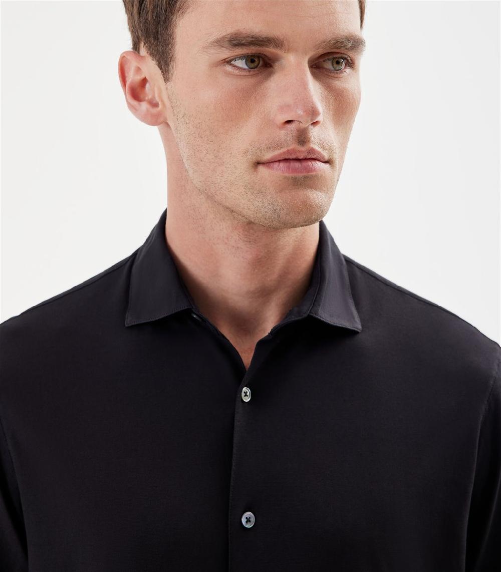 S.Moritz Camicia Nera Da Uomo In Cotone Crepe | S.Moritz Sito Ufficiale