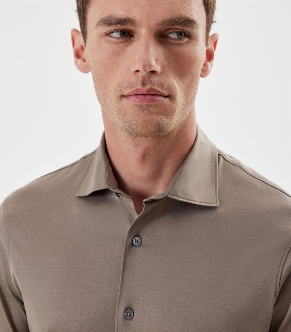 S.Moritz Camicia Tortora Da Uomo In Cotone Jersey | S.Moritz Sito Ufficiale