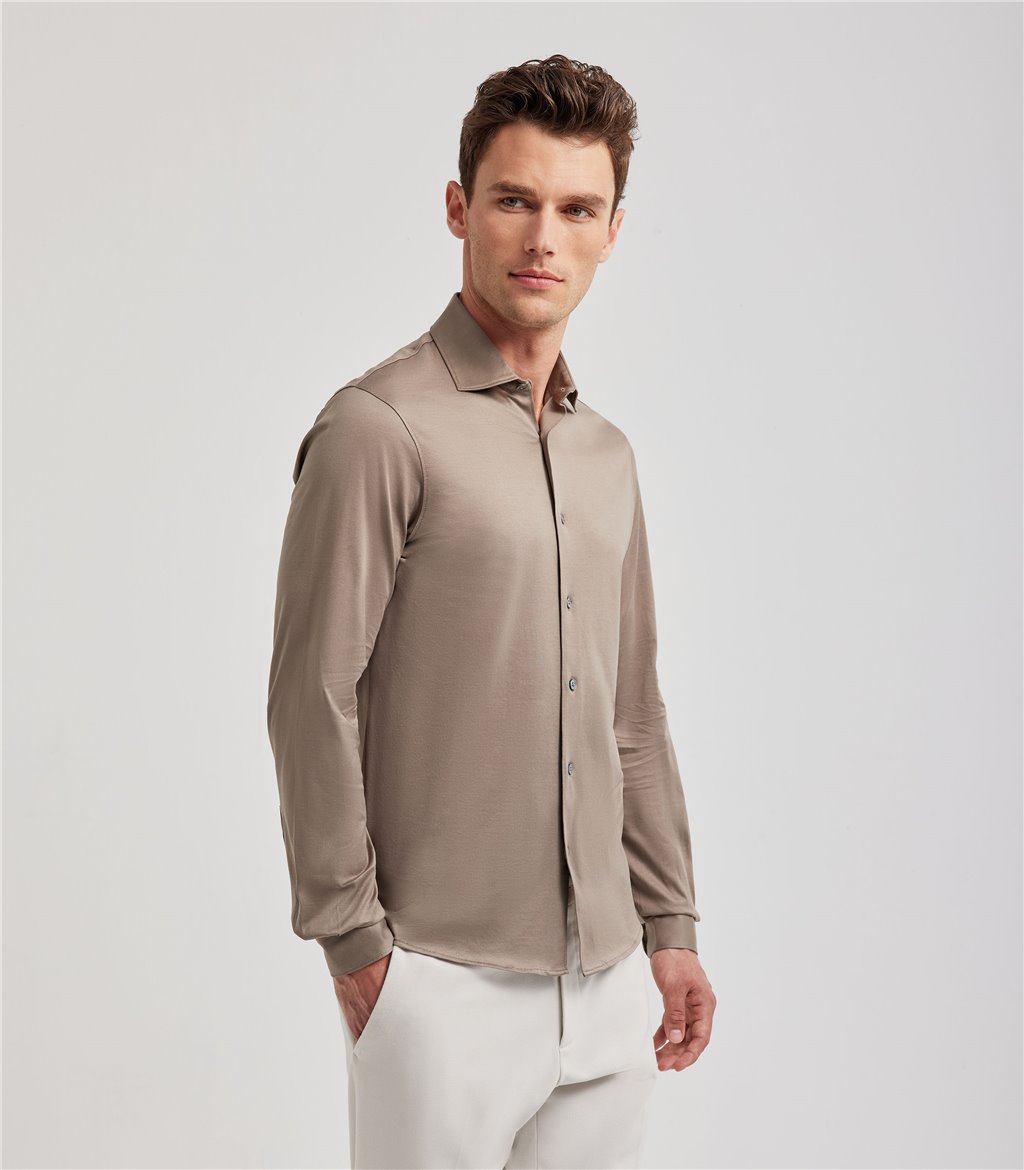 S.Moritz Camicia tortora da uomo in cotone jersey | S.Moritz Sito Ufficiale
