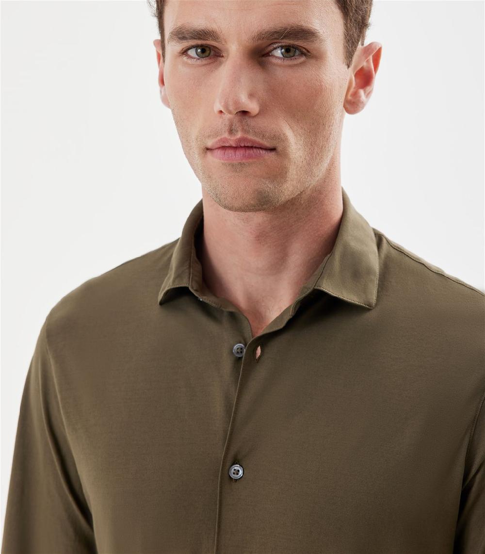 S.Moritz Camicia Verde Militare Da Uomo In Cotone | S.Moritz Sito Ufficiale
