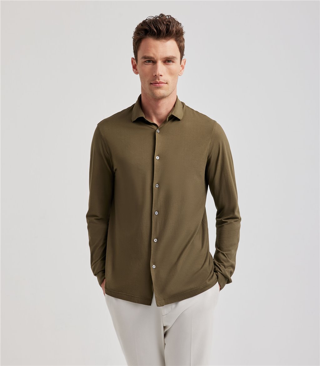 S.Moritz Camicia verde militare da uomo in cotone | S.Moritz Sito Ufficiale