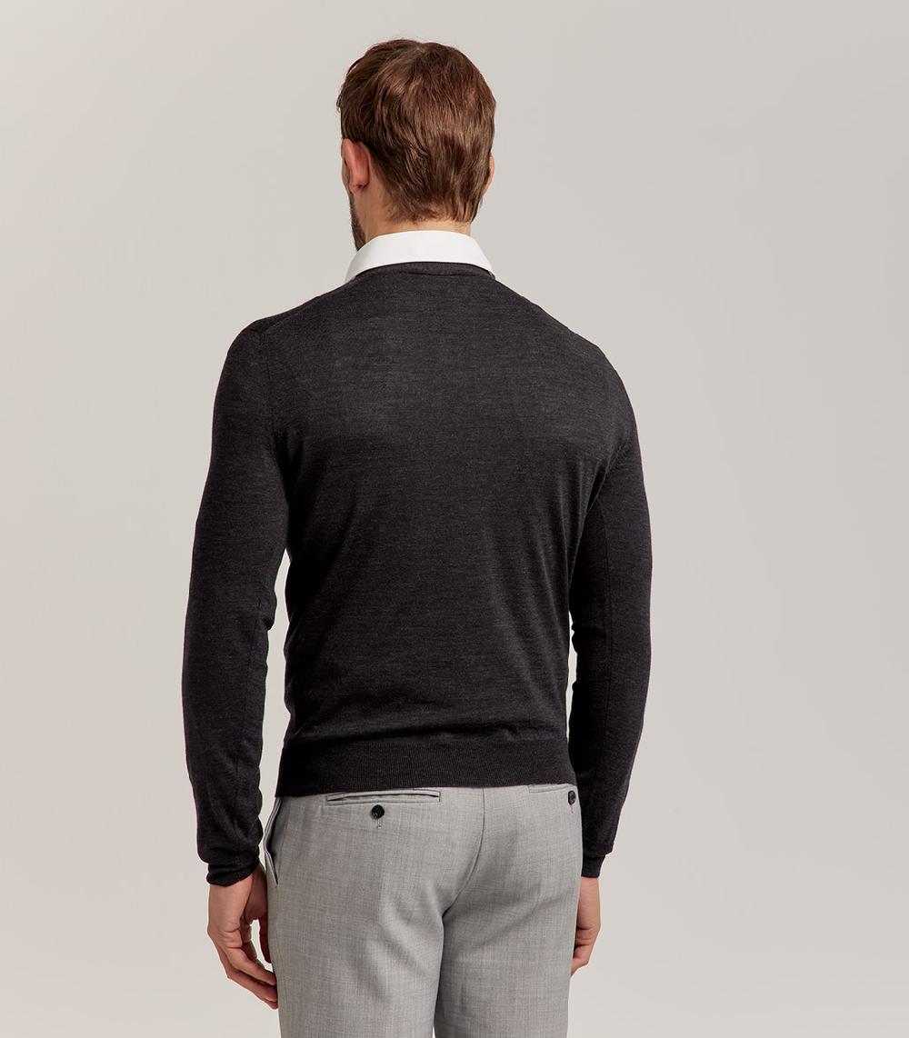 S.Moritz CARDIGAN BOTTONI ROYAL MERINO - GRIGIO ANTRACITE