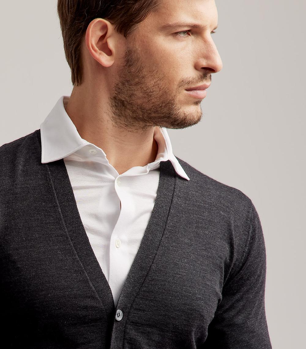 S.Moritz CARDIGAN BOTTONI ROYAL MERINO - GRIGIO ANTRACITE