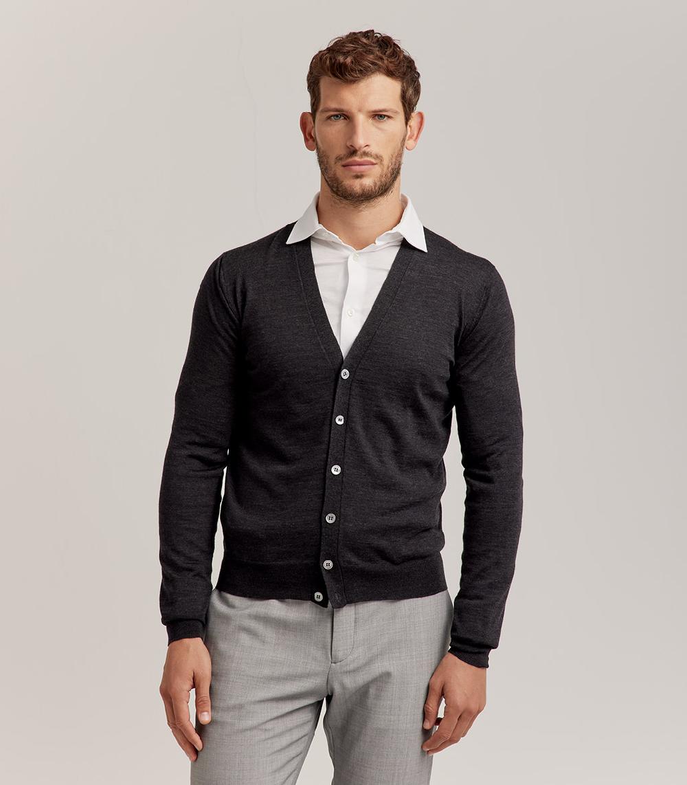 S.Moritz CARDIGAN BOTTONI ROYAL MERINO - GRIGIO ANTRACITE