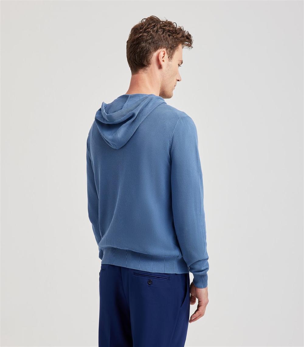 S.Moritz Felpa Con Cappuccio Da Uomo Con Zip Blu | S.Moritz Sito Ufficiale