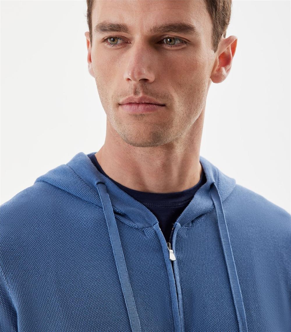 S.Moritz Felpa Con Cappuccio Da Uomo Con Zip Blu | S.Moritz Sito Ufficiale