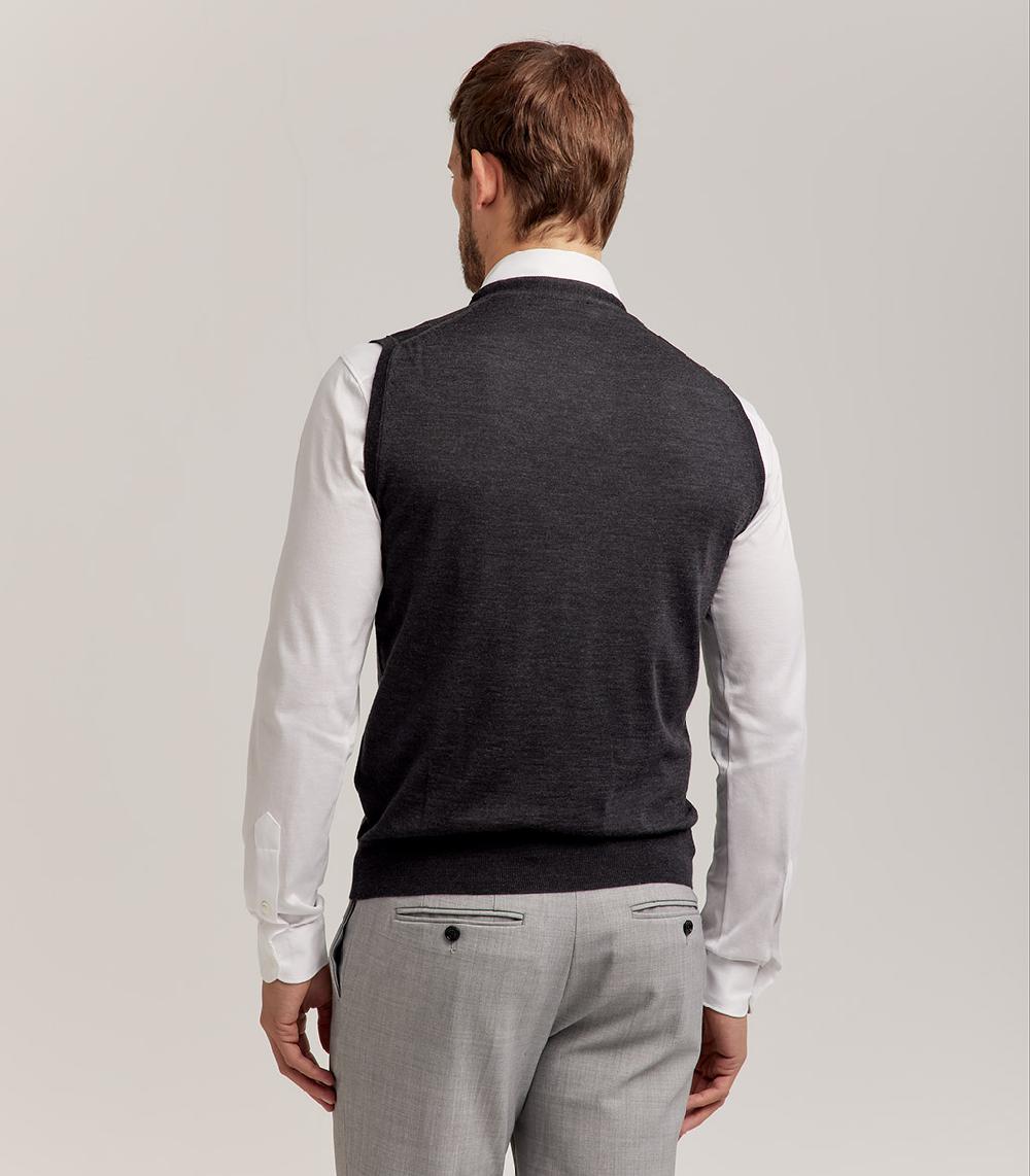 S.Moritz GILET BOTTONI ROYAL MERINO - GRIGIO ANTRACITE