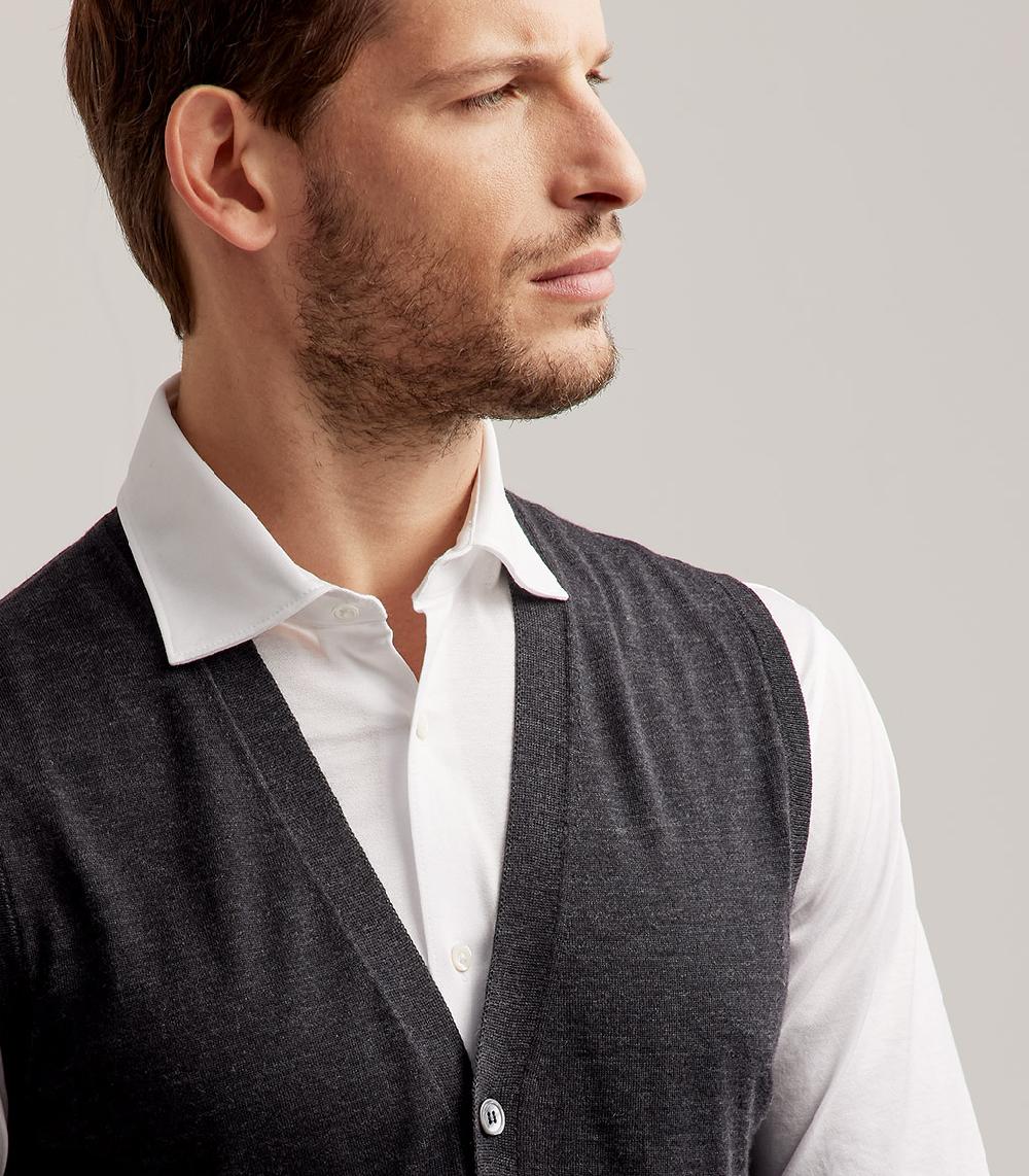 S.Moritz GILET BOTTONI ROYAL MERINO - GRIGIO ANTRACITE