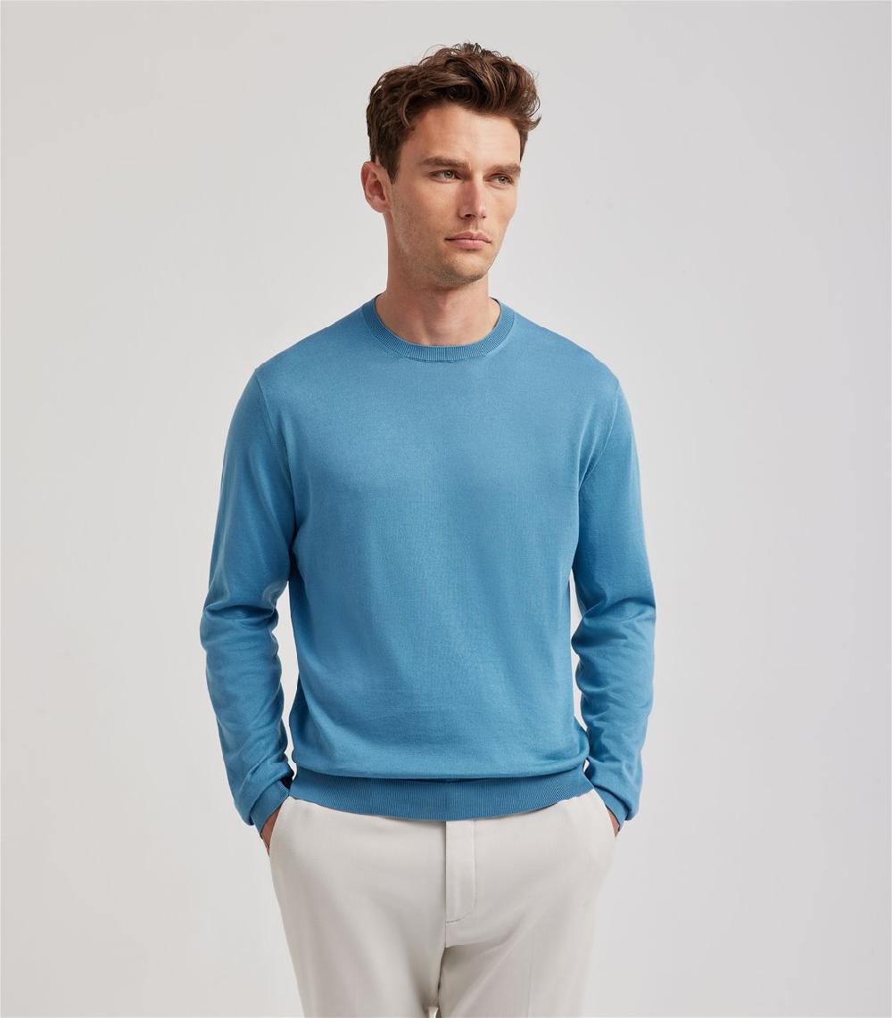 S.Moritz Maglia blu avio da uomo in cotone giza | S.Moritz Sito Ufficiale