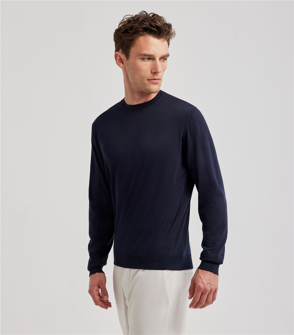 S.Moritz Maglia blu navy da uomo in cotone giza | S.Moritz Sito Ufficiale