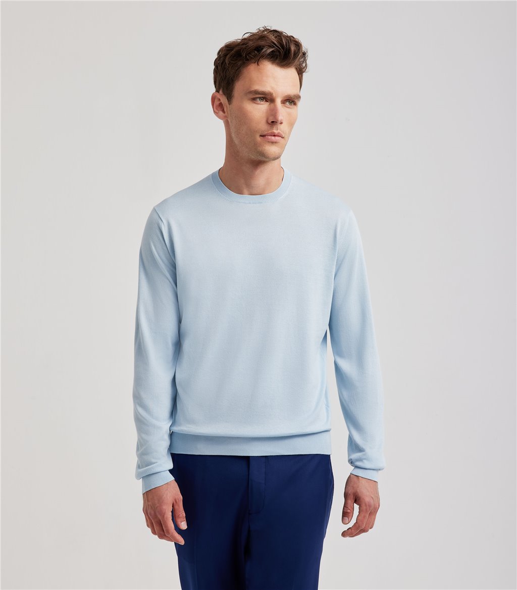 S.Moritz Maglia celeste da uomo in cotone giza | S.Moritz Sito Ufficiale