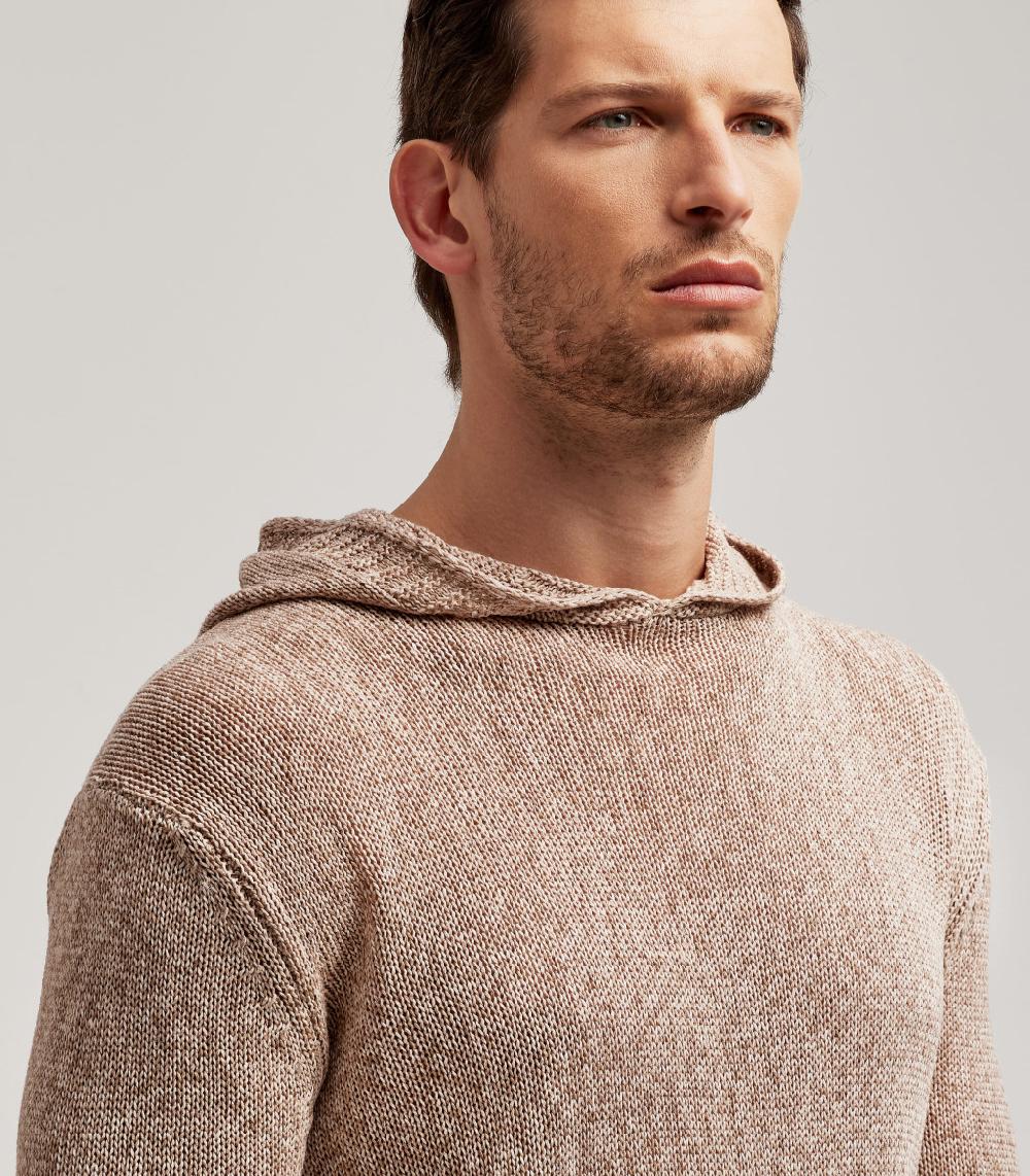 S.Moritz MAGLIA CON CAPPUCCIO RASATO MELANGE - COTONE