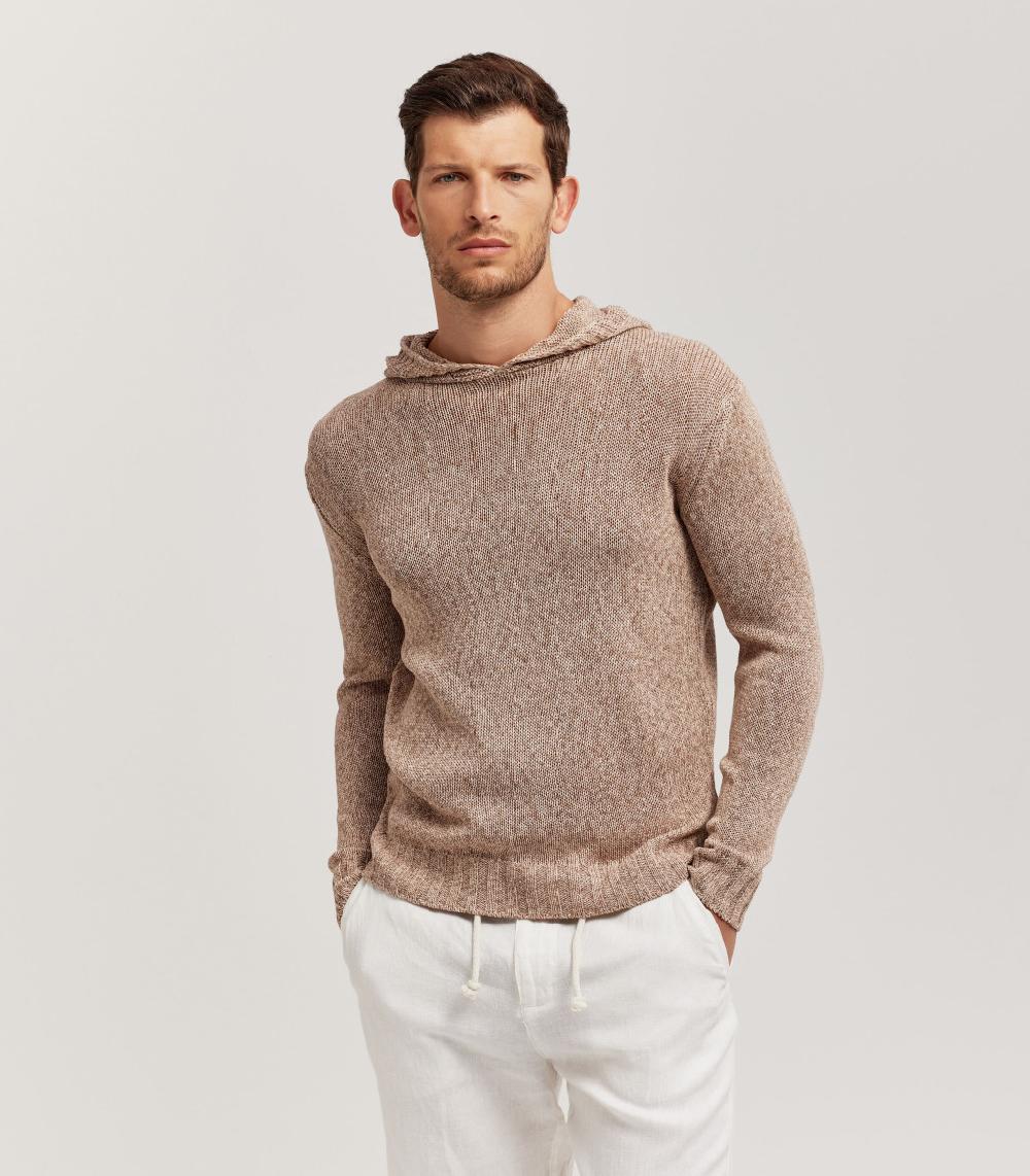 S.Moritz MAGLIA CON CAPPUCCIO RASATO MELANGE - COTONE