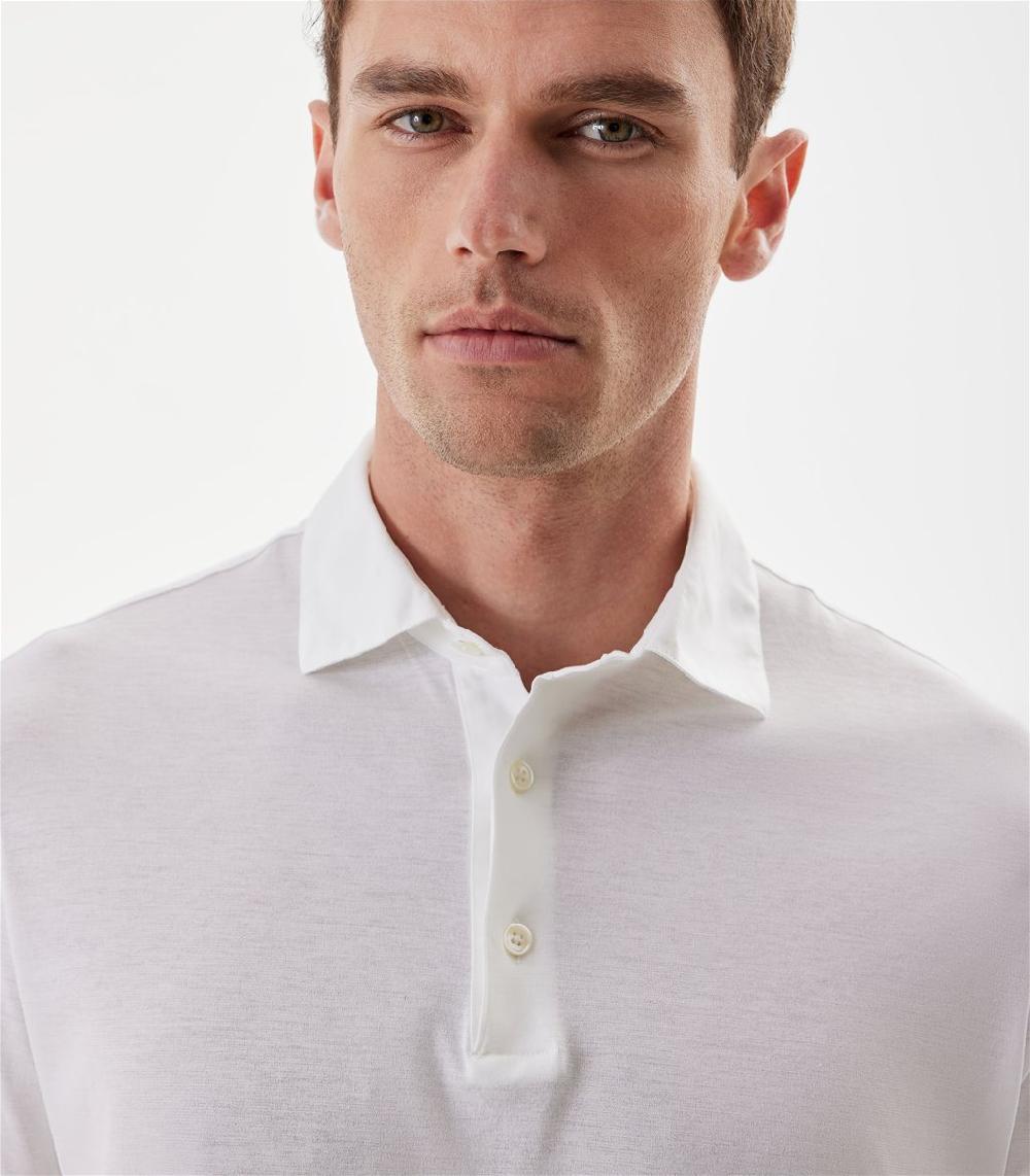 S.Moritz Polo Bianca Da Uomo In Cotone Crepe | S.Moritz Sito Ufficiale