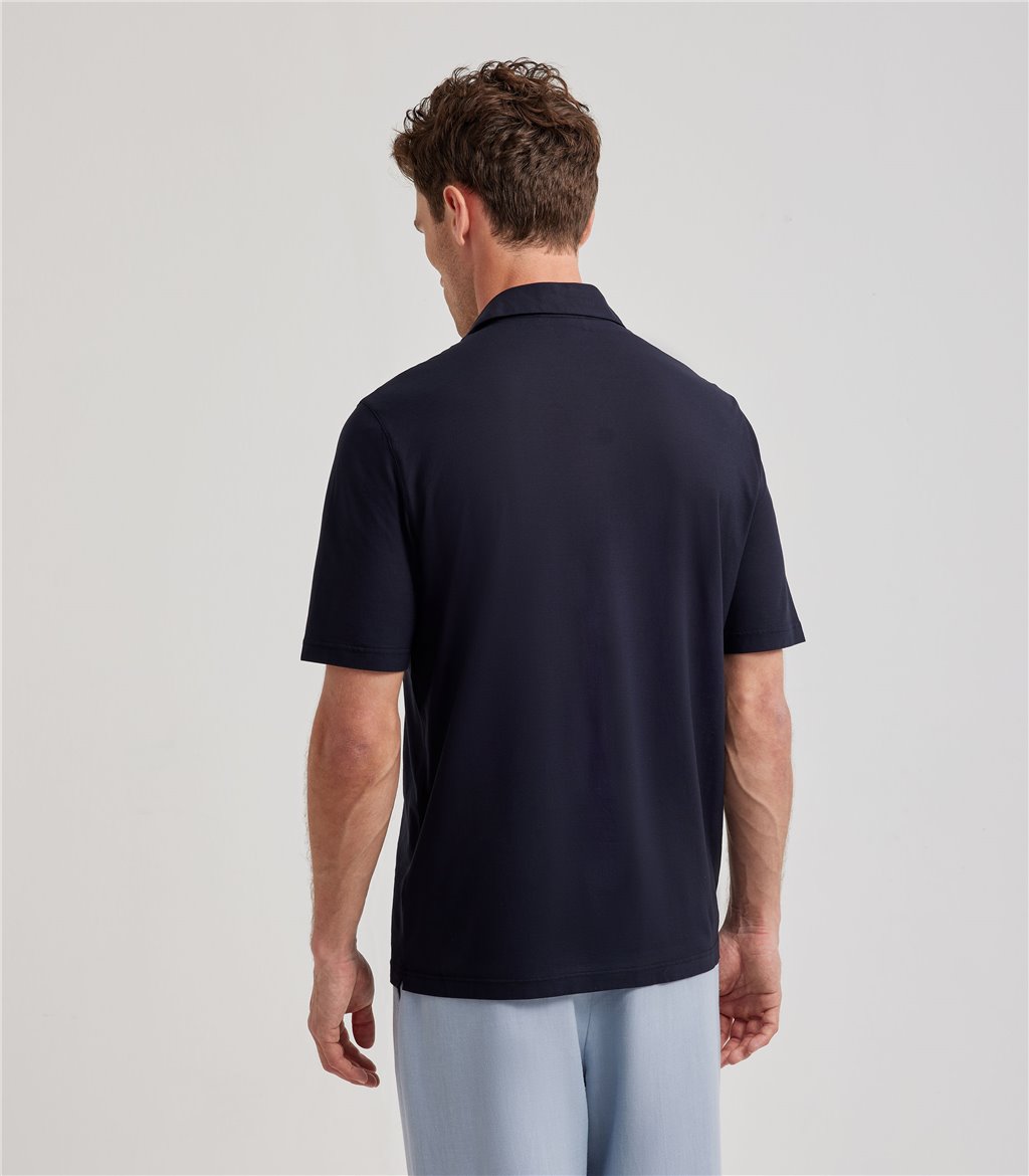 S.Moritz Polo Blu Navy Da Uomo In Cotone Crepe | S.Moritz Sito Ufficiale