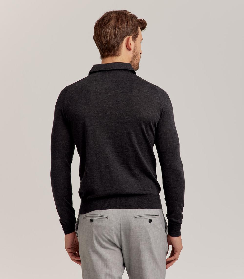 S.Moritz POLO COLLO CAMICIA ROYAL MERINO - GRIGIO ANTRACITE