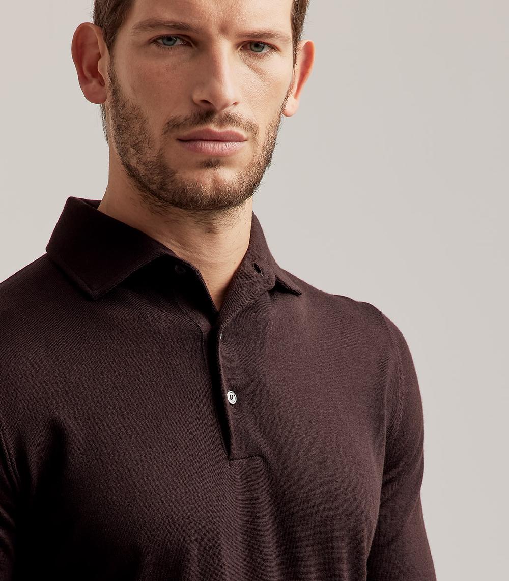 S.Moritz POLO COLLO CAMICIA ROYAL MERINO - TESTA DI MORO