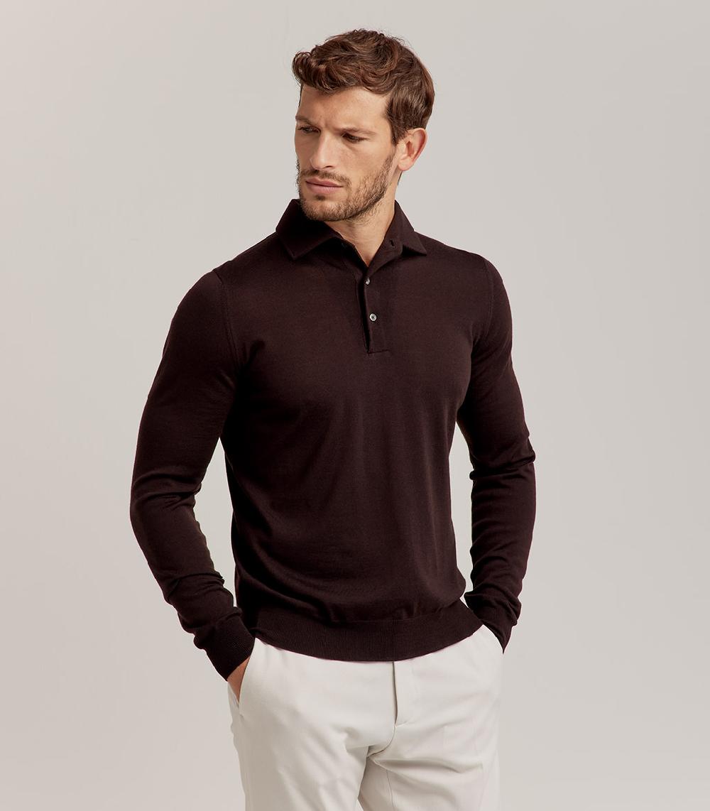 S.Moritz POLO COLLO CAMICIA ROYAL MERINO - TESTA DI MORO