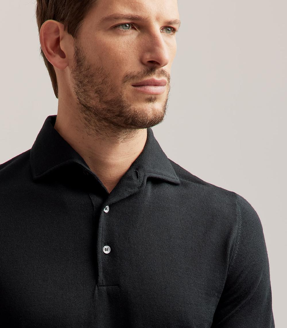 S.Moritz POLO COLLO CAMICIA ROYAL MERINO - VERDE SCURO