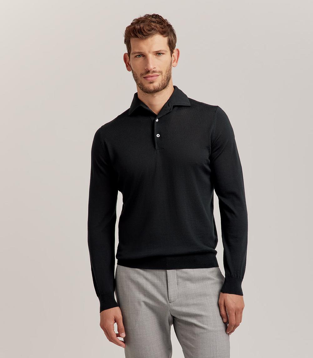 S.Moritz POLO COLLO CAMICIA ROYAL MERINO - VERDE SCURO